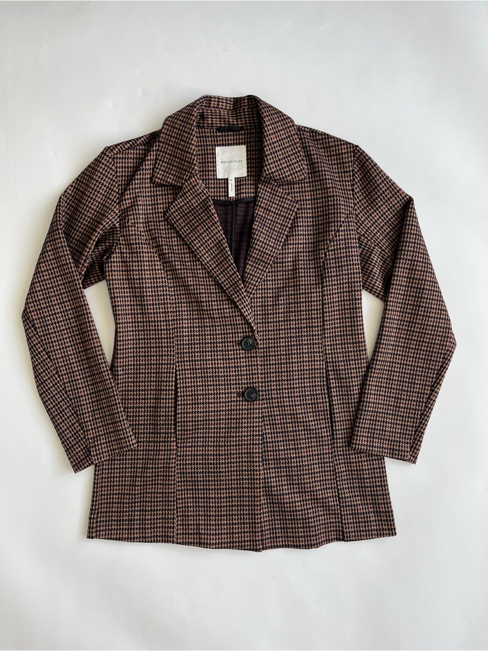 Avec Les Filles Women’s Brown Houndstooth Blazer